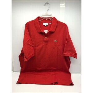 Lacoste Polo Shirt Red Alligator Logo Short Sleeve 100% Cotton Men SZ 2XL Tall